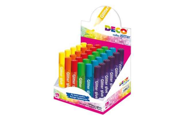 Immagine di Colla glitter - 10,5 ml - colori assortiti pastello - Deco - display 30 pezzi