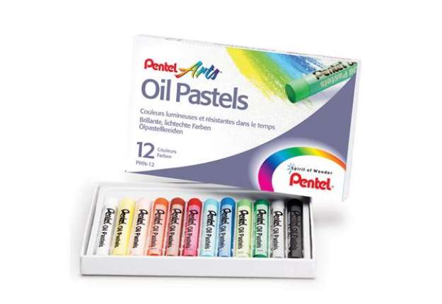 Immagine di Pastelli a olio - lunghezza 60 mm - colori assortiti - Pentel - astuccio 12 pezzi