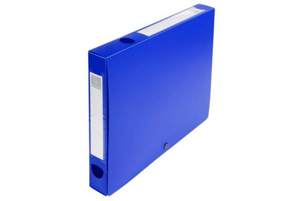 Immagine di Scatola per archivio box - con bottone - 25 x 33 cm - dorso 4 cm - blu - Exacompta