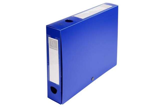 Immagine di Scatola per archivio box - con bottone - 25x33 cm - dorso 6 cm - blu - Exacompta