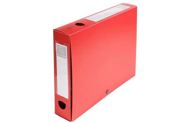 Immagine di Scatola per archivio box - con bottone - 25x33 cm - dorso 6 cm - rosso - Exacompta