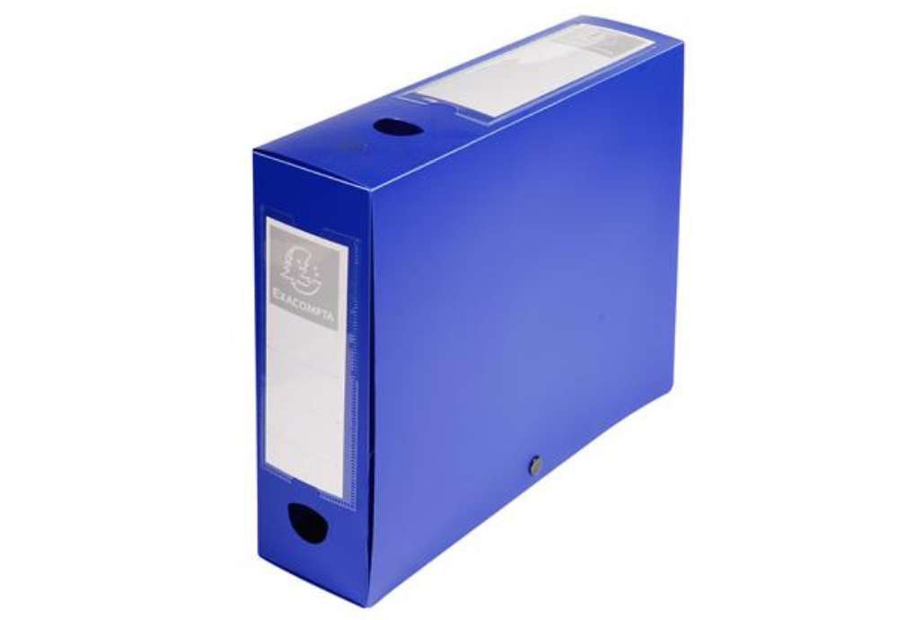 Immagine di Scatola per archivio box - con bottone - 25 x 33 cm - dorso 8 cm - blu - Exacompta