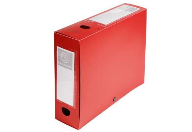 Immagine di Scatola per archivio box - con bottone - 25x33 cm - dorso 8 cm - rosso - Exacompta