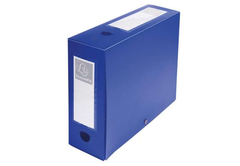 Immagine di Scatola per archivio box - con bottone - 25 x 33 cm - dorso 10 cm - blu - Exacompta
