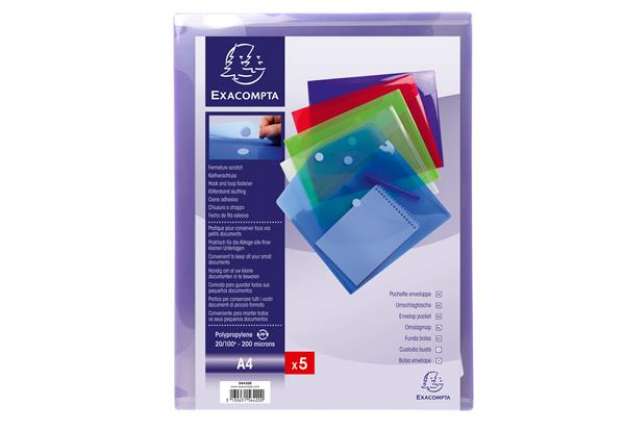 Immagine di Busta a tasca con chiusura in velcro - PPL - 24x32 cm - colori assortiti - Exacompta