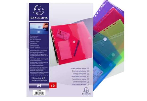 Immagine di Busta forata con chiusura in velcro - PPL - 24x32 cm - colori assortiti - Exacompta
