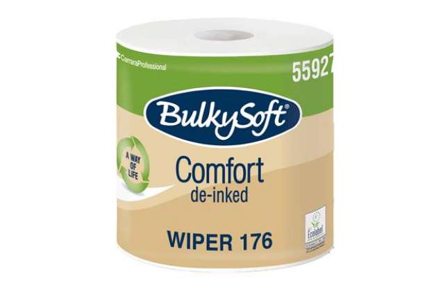 Immagine di Bobina asciugatutto Comfort - 2 veli - 24 cm x 176 mt - 18 gr - diametro 25 cm - microgoffrata - bia