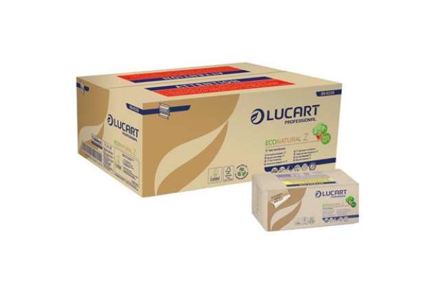 Immagine di Asciugamani piegati a Z EcoNatural - 2 veli - 20,5 gr - 23,5 x 23 cm - goffratura corda - avana - Lu