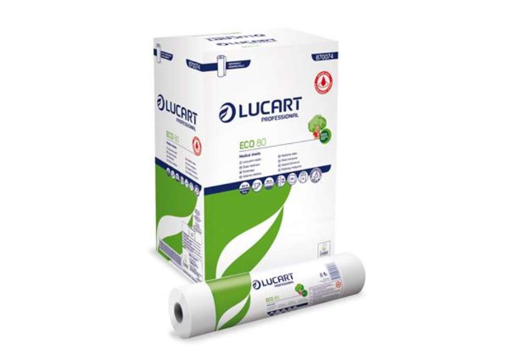 Immagine di Lenzuolino medico Eco 80 - diametro 14,3 cm - 59 cm x 80 mt - bianco - Lucart