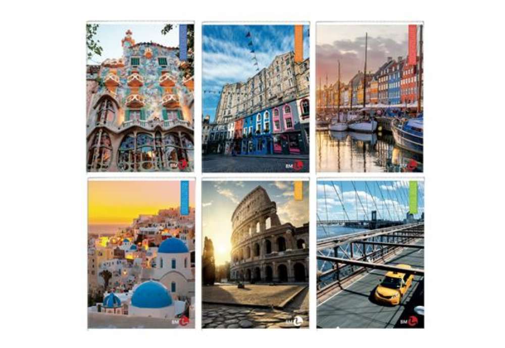Immagine di Maxiquaderno Travel fantasia - A4 - 1 rigo c/margine - 40+2 fogli - 80gr - BM
