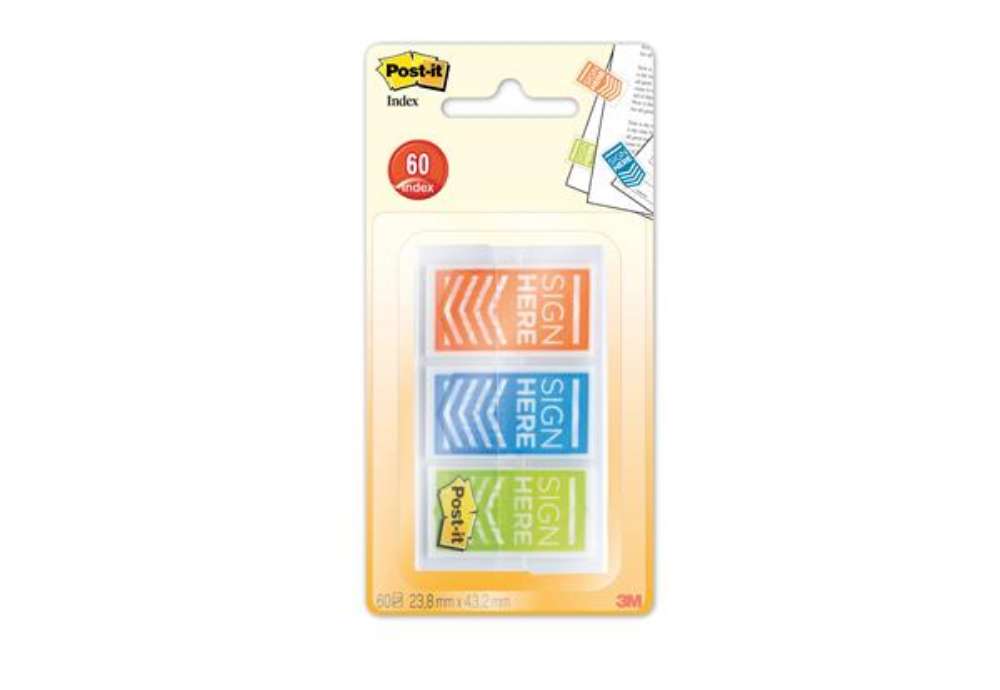 Immagine di Segnapagina Post-it Index Medium SIGN HERE - 682-SH-OBLEU - 23,8 x 43,2 mm - Post-it - conf. 60 pezz