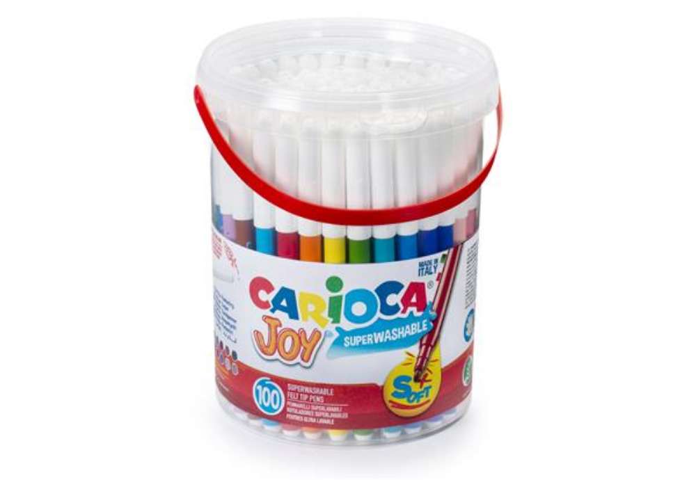Immagine di Pennarelli Joy - punta fine - colori assortiti - Carioca - Barattolo 100 pezzi