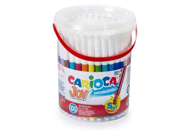 Immagine di Pennarelli Joy - punta fine - colori assortiti - Carioca - Barattolo 100 pezzi