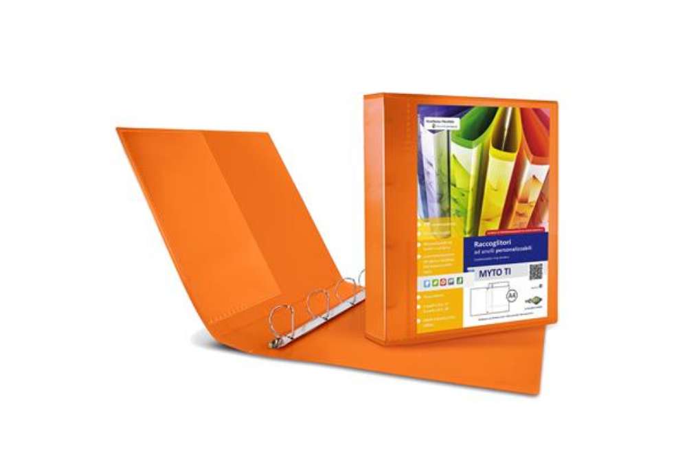 Immagine di Raccoglitore personalizzabile Myto TI - 22 x 30 cm - 4 anelli a D 17 mm - dorso 2,5 cm - arancio - S