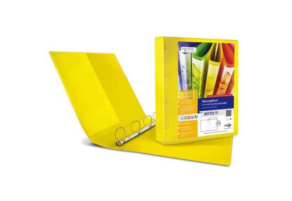 Immagine di Raccoglitore personalizzabile Myto TI - 22 x 30 cm - 4 anelli a D 17 mm - dorso 2,5 cm - giallo - Se