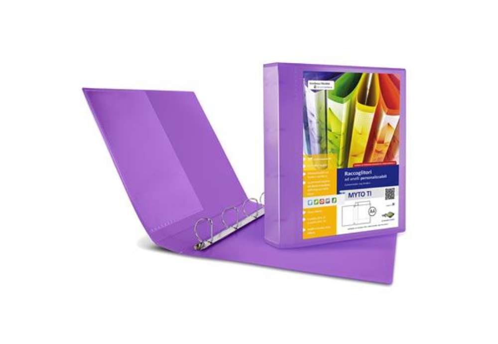 Immagine di Raccoglitore personalizzabile Myto TI - 22 x 30 cm - 4 anelli a D 17 mm - dorso 2,5 cm - lilla - Sei