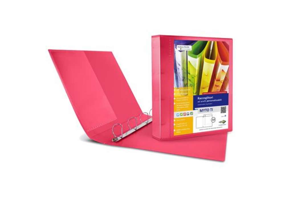 Immagine di Raccoglitore personalizzabile Myto TI - 22 x 30 cm - 4 anelli a D 17 mm - dorso 2,5 cm - rosso - Sei