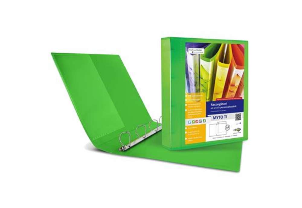 Immagine di Raccoglitore personalizzabile Myto TI - 22 x 30 cm - 4 anelli a D 17 mm - dorso 2,5 cm - verde - Sei