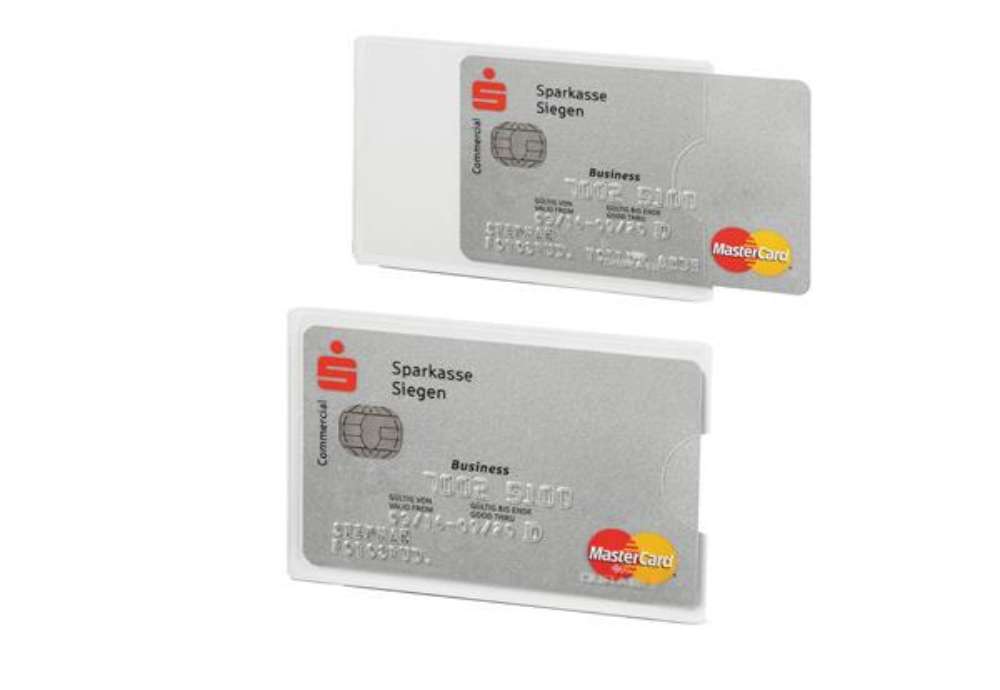 Immagine di Tasca porta carte di credito RFID Secure - PPL - 5,4 x 8,7 cm - trasparente/argento - Durable