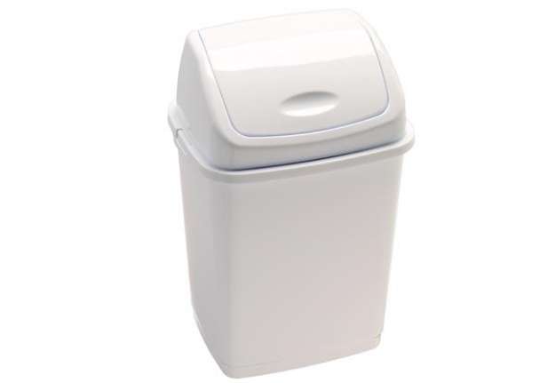 Immagine di Pattumiera con coperchio basculante Rif Basic - 29x23x45 cm - 18 L - bianco - Medial International