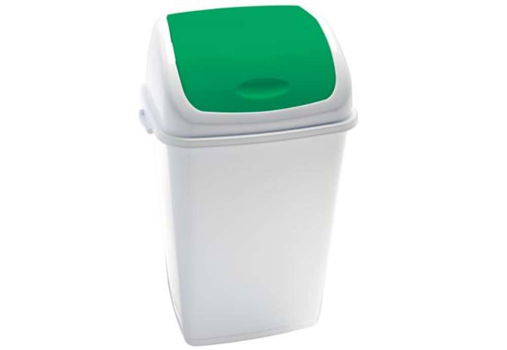 Immagine di Pattumiera con coperchio basculante Rif - 44x33x68 cm - 50 L - bianco/verde - Medial