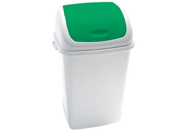 Immagine di Pattumiera con coperchio basculante Rif - 44x33x68 cm - 50 L - bianco/verde - Medial International