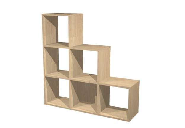 Immagine di Libreria casellario Rainbow - 6 caselle a scalare - 104,1x29,2x103,9 cm - rovere