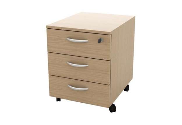 Immagine di Cassettiera Rainbow - 3 cassetti - con ruote - 41 x 50 x 52,2 cm - rovere