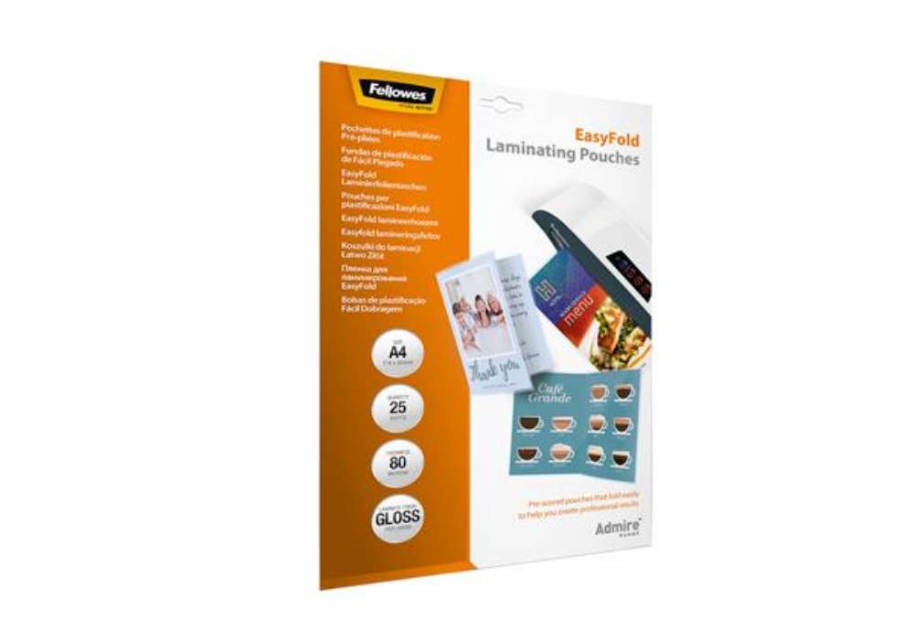 Immagine di Pouches Admire Easyfold - A4 - cordonate - Fellowes - scatola 25 pezzi