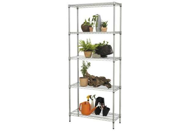 Immagine di Kit scaffale Archimede Outdoor - 5 ripiani - 36 x 90 x 177 cm - acciaio zincato - cromato - Serena G