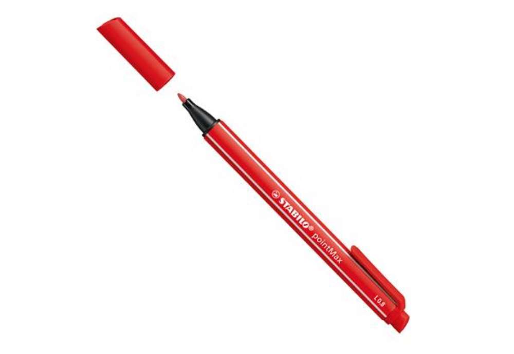 Immagine di Pennarello PointMax punta feltro - punta 0,80mm - rosso - Stabilo