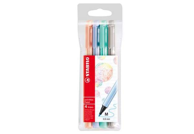 Immagine di Pennarello PointMax punta feltro - punta 0,80mm - Stabilo - astuccio 4 colori: carnicino, blu, verde