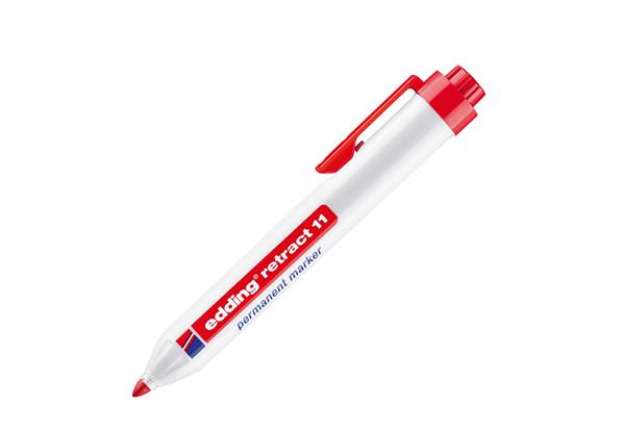 Immagine di Marcatore permanente a scatto 11 - punta tonda - da 1,5 a 3 mm - rosso - Edding
