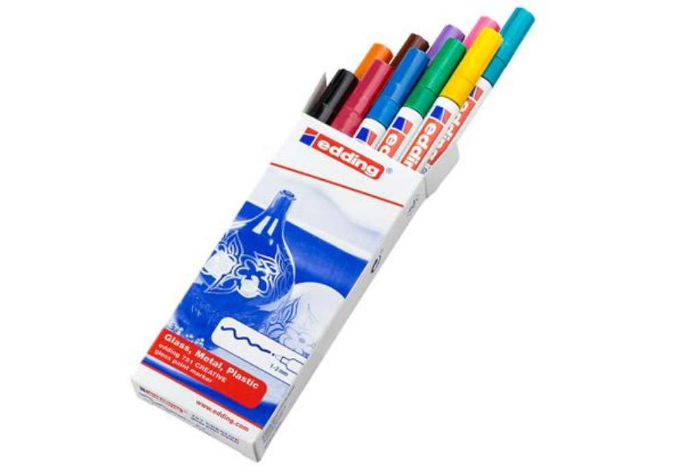 Immagine di Marcatore permanente a vernice 751 - punta tonda fine - da 1 a 2 mm - Edding - astuccio 10 pezzi