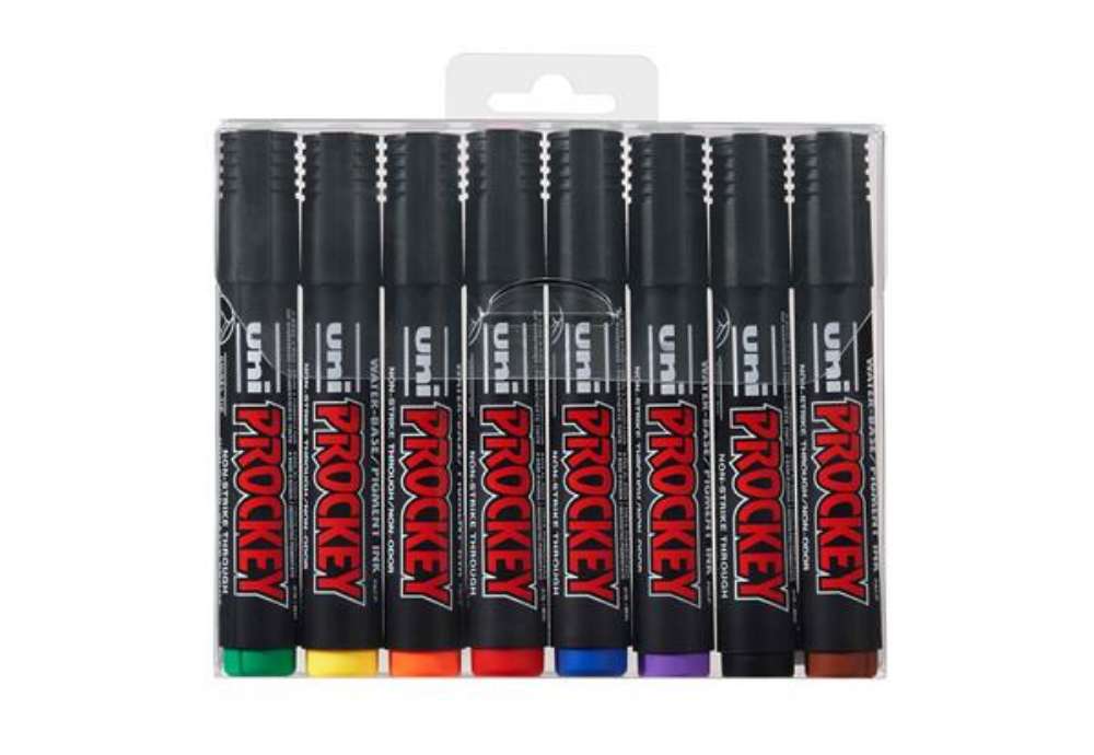 Immagine di Marcatori Uni Prockey M126 - punta a scalpello 1,00 - 5,70 mm - colori assortiti - Uni Mitsubishi -