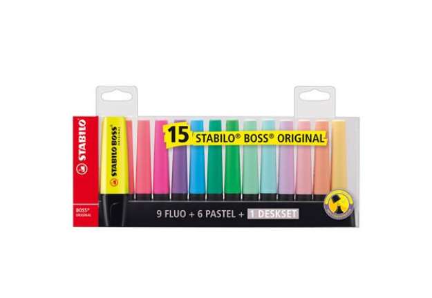 Immagine di Evidenziatore Boss Original - punta a scalpello - tratto 2 - 5 mm - colori assortiti fluo + pastel -