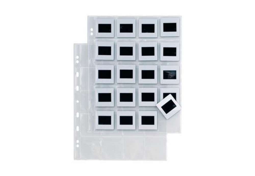 Immagine di Buste forate Atla F Dia 20 - 22 x 30 cm - PP - porta diapositive 20 spazi 5,5 x 5,5 cm - liscio - Se