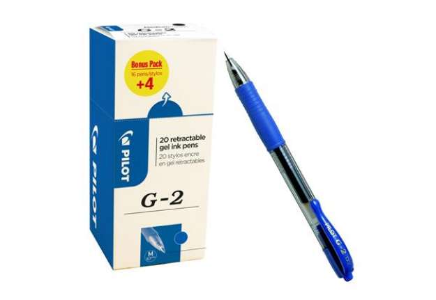 Immagine di Roller gel a scatto G 2 - punta 0,7mm  - blu - Pilot - conf. 16 + 4 pezzi