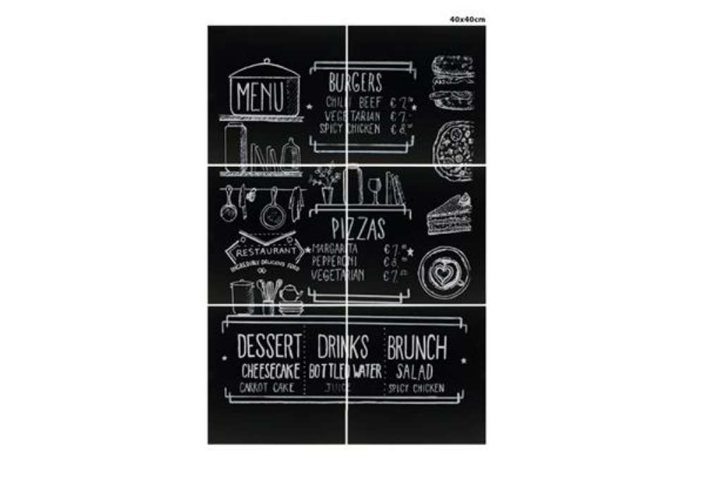 Immagine di Lavagna da parete XXL - 40 x 40 cm - nero - Securit - set 6 pezzi affiancabili