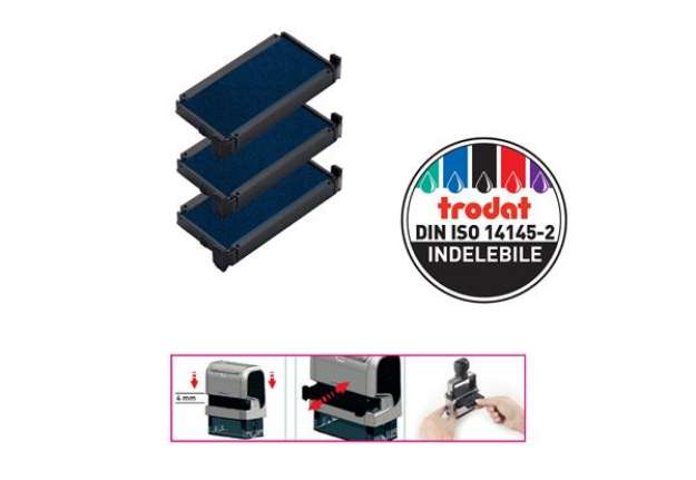 Immagine di Tampone di ricambio 6/4912 - blu - Trodat - conf. 3 pezzi