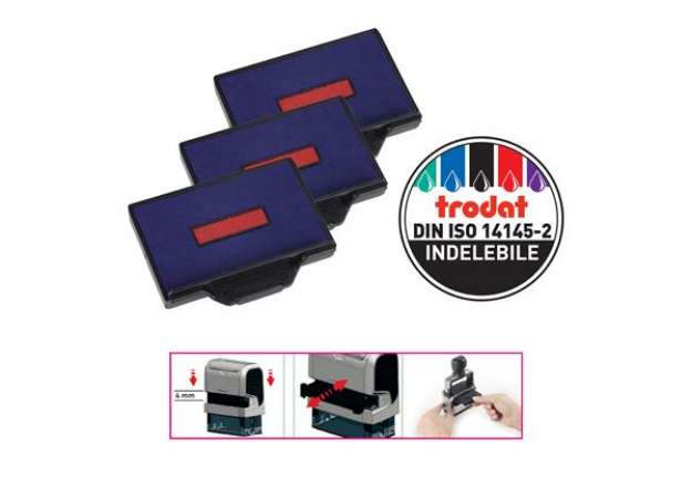 Immagine di Tampone di ricambio 6/56/2 - blu/rosso - Trodat - conf. 3 pezzi