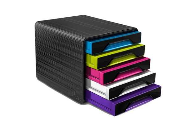 Immagine di Cassettiera Smoove - 36 x 28,8 x 27 cm - 5 cassetti standard - nero/multicolore - Cep