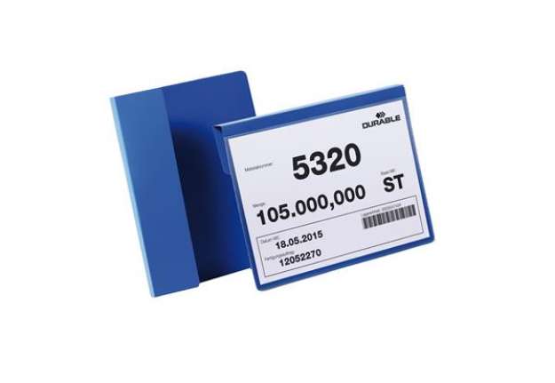 Immagine di Buste identificative - con aletta pieghevole - A5 orizzontale - blu - Durable - conf. 50 pezzi