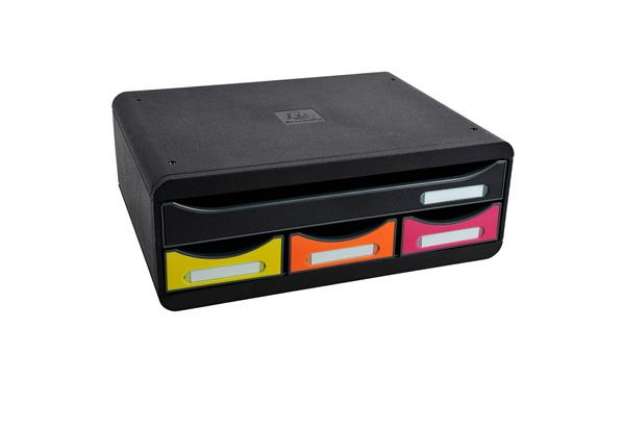 Immagine di Cassettiera Toolbox  - 27 x 35,5 x 13,5 cm - 4 cassetti - nero/arlecchino - Exacompta