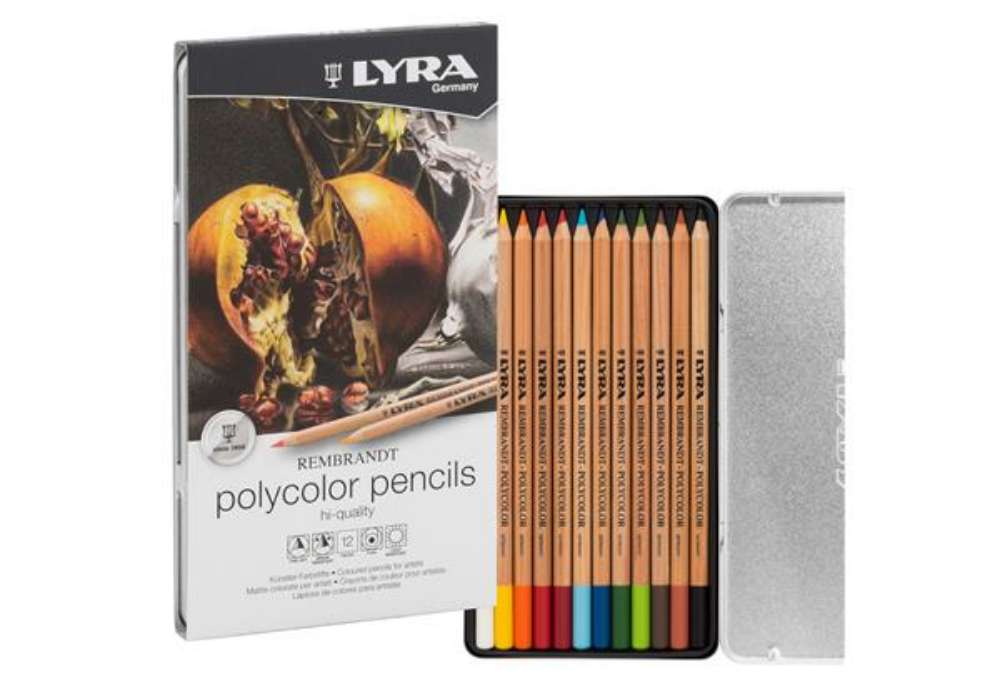Immagine di Pastelli colorati Rembrandt Polycolor -  3,7 mm - colori assortiti - Lyra - astuccio in metallo 12 p
