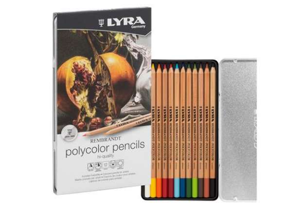 Immagine di Pastelli colorati Rembrandt Polycolor -  3,7 mm - colori assortiti - Lyra - astuccio in metallo 12 p
