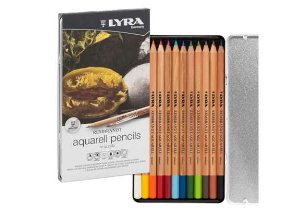 Immagine di Pastelli Aquarell Rembrandt - 3,7 mm - colori assortiti - Lyra - astuccio metallo 12 pezzi