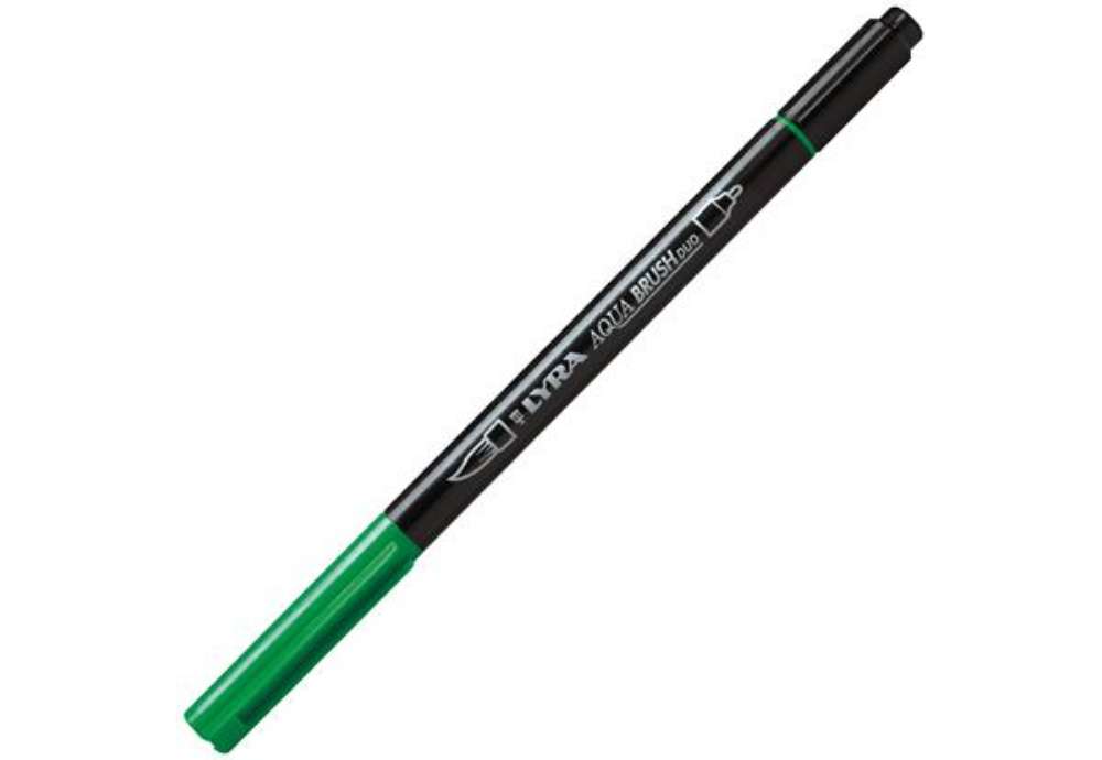 Immagine di Pennarello Aqua Brush Duo - punte 2/4 mm - verde permanente - Lyra