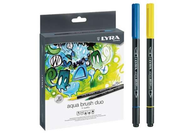 Immagine di Pennarelli Aqua Brush Duo - punte 2/4 mm - colori assortiti - Lyra - astuccio 36 pezzi