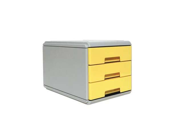 Immagine di Mini cassettiera Keep Colour Pastel - 17 x 25,4 x 17,7 cm - grigio/giallo - Arda